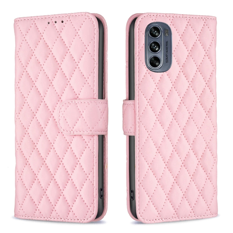 For Motorola Moto G62 Diamond Lattice Wallet Leather Flip Phone Case