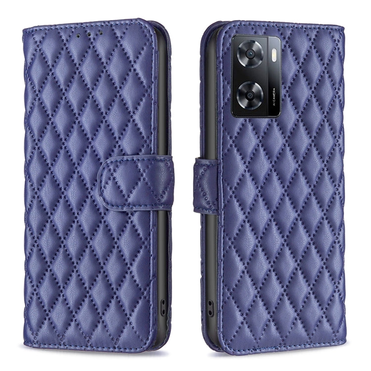 For OPPO A57 4G Diamond Lattice Wallet Leather Flip Phone Case
