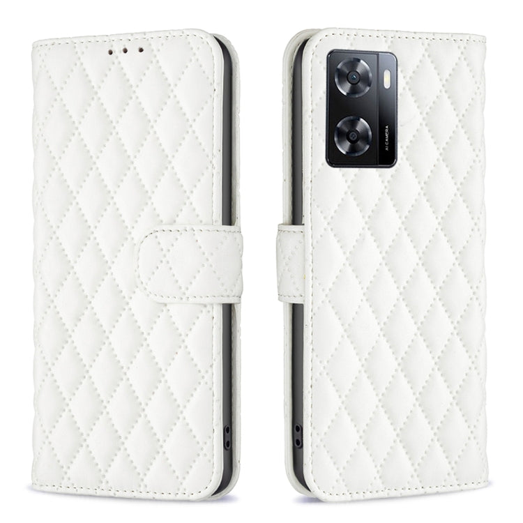 For OPPO A57 4G Diamond Lattice Wallet Leather Flip Phone Case