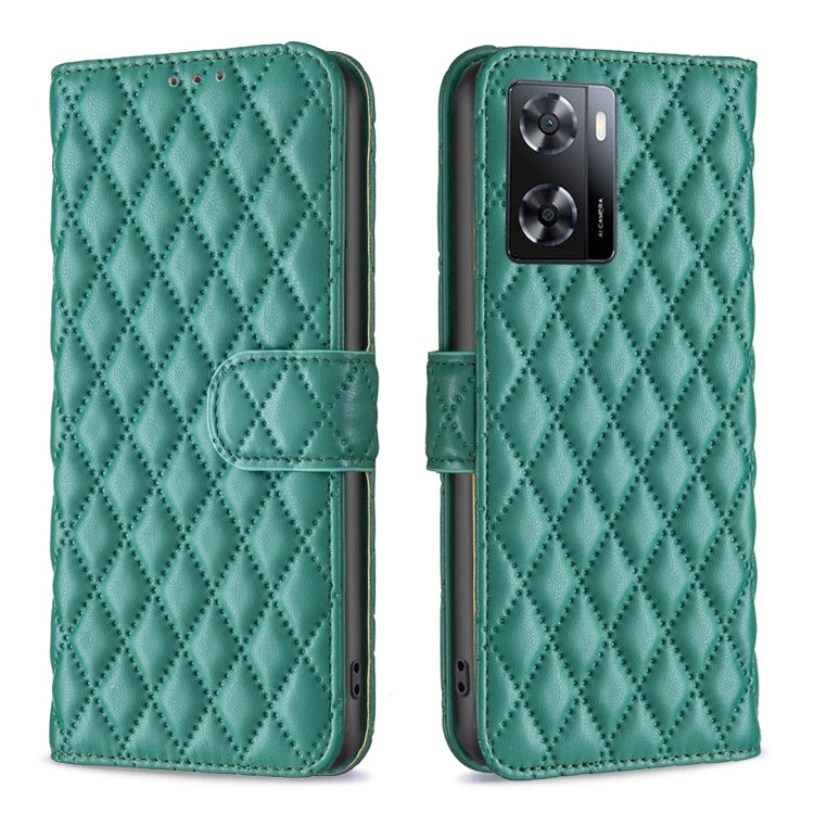 For OPPO A57 4G Diamond Lattice Wallet Leather Flip Phone Case