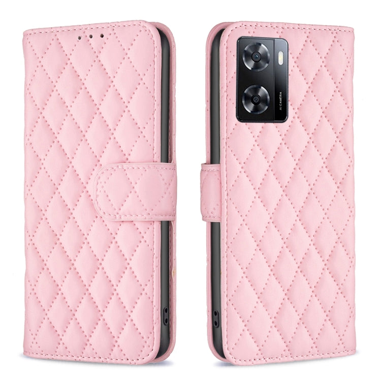 For OPPO A57 4G Diamond Lattice Wallet Leather Flip Phone Case