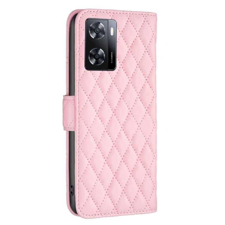 For OPPO A57 4G Diamond Lattice Wallet Leather Flip Phone Case
