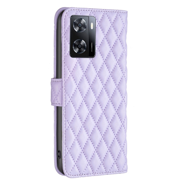 For OPPO A57 4G Diamond Lattice Wallet Leather Flip Phone Case
