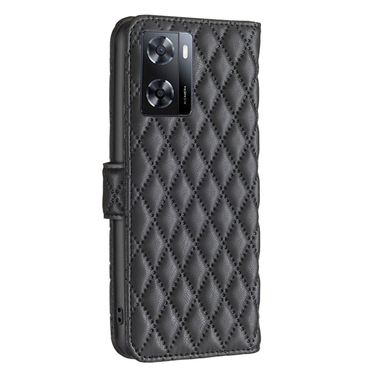 For OPPO A57 4G Diamond Lattice Wallet Leather Flip Phone Case