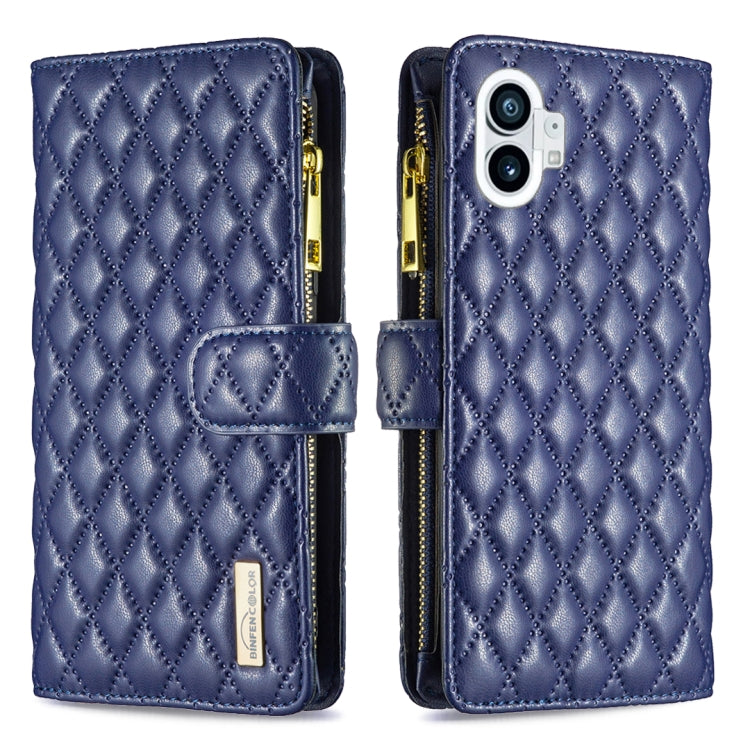 For Nothing Phone 1 Diamond Lattice Zipper Wallet Leather Flip Phone Case