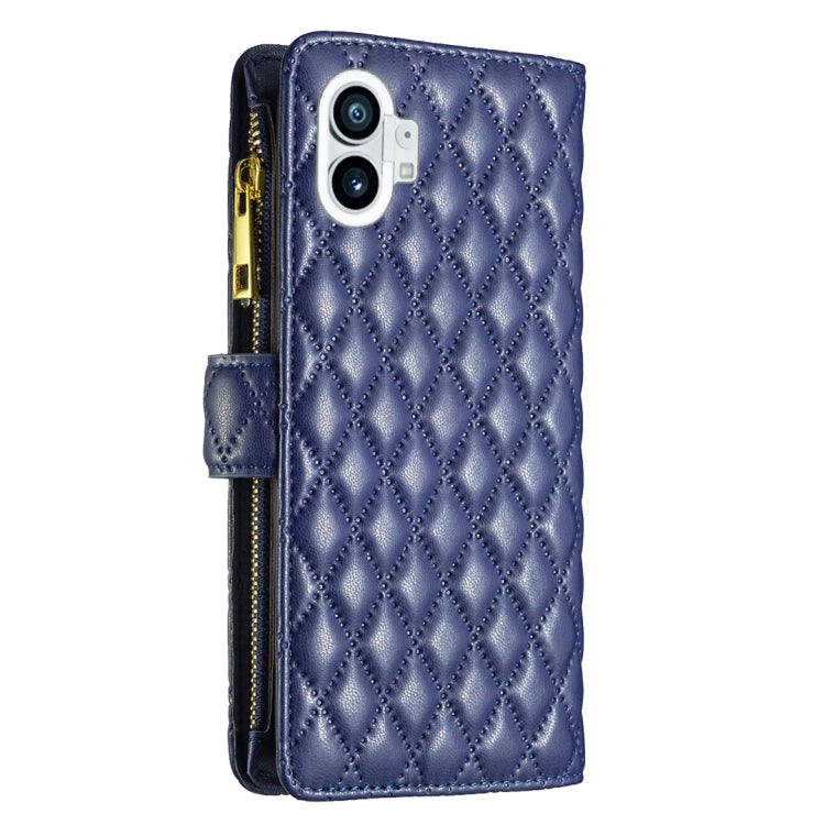 For Nothing Phone 1 Diamond Lattice Zipper Wallet Leather Flip Phone Case