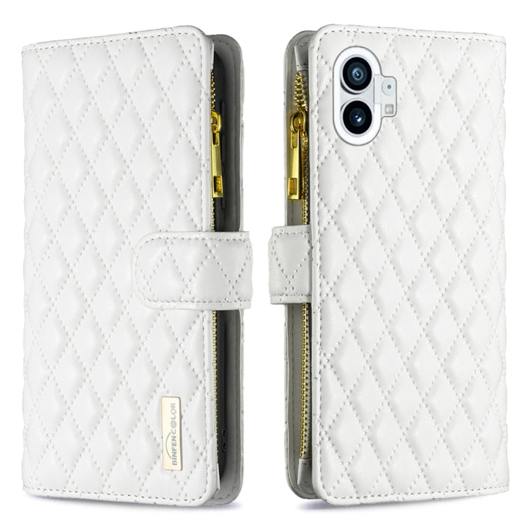 For Nothing Phone 1 Diamond Lattice Zipper Wallet Leather Flip Phone Case