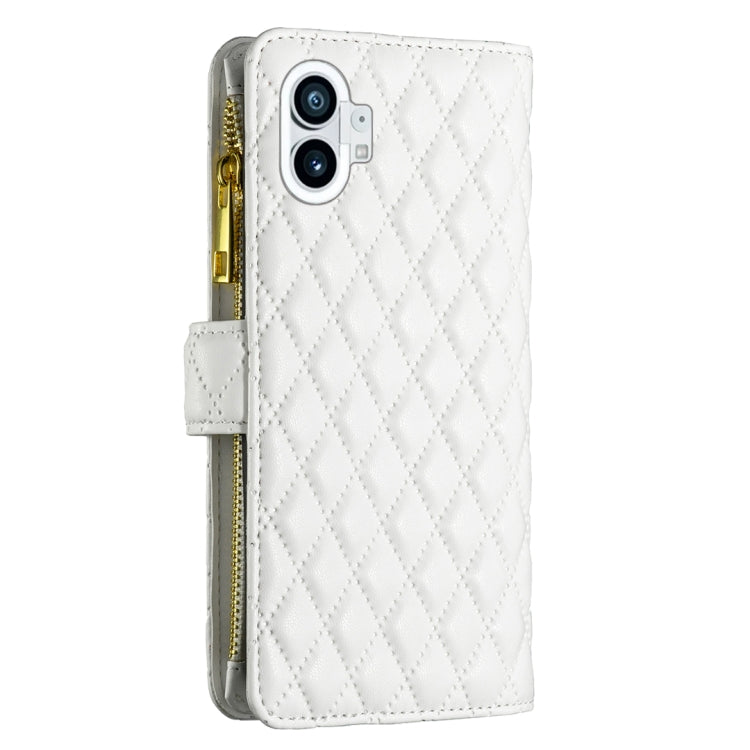For Nothing Phone 1 Diamond Lattice Zipper Wallet Leather Flip Phone Case
