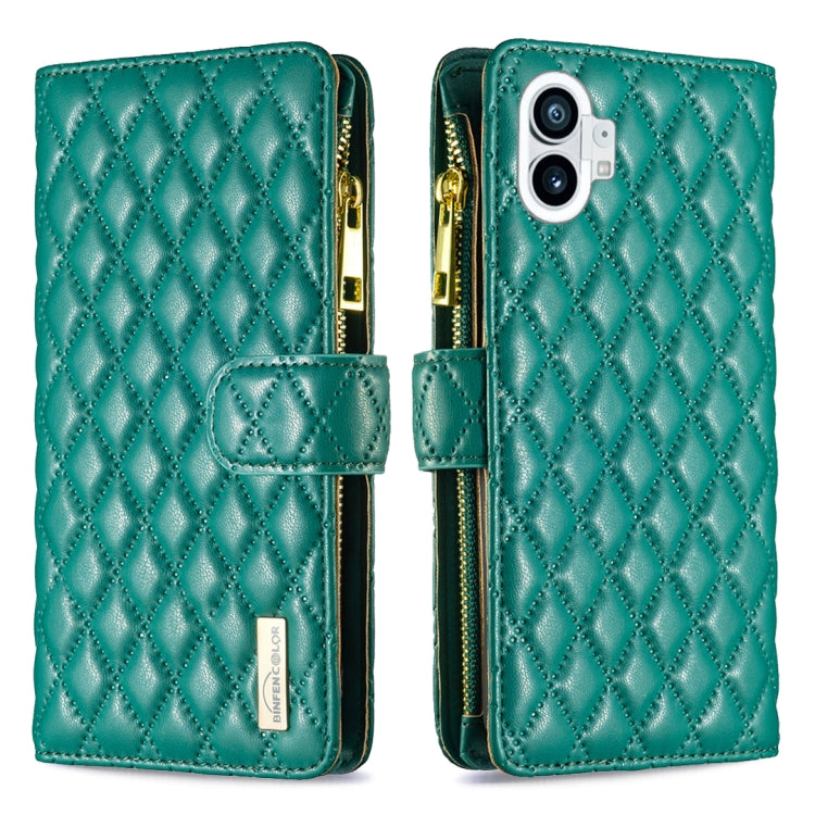For Nothing Phone 1 Diamond Lattice Zipper Wallet Leather Flip Phone Case