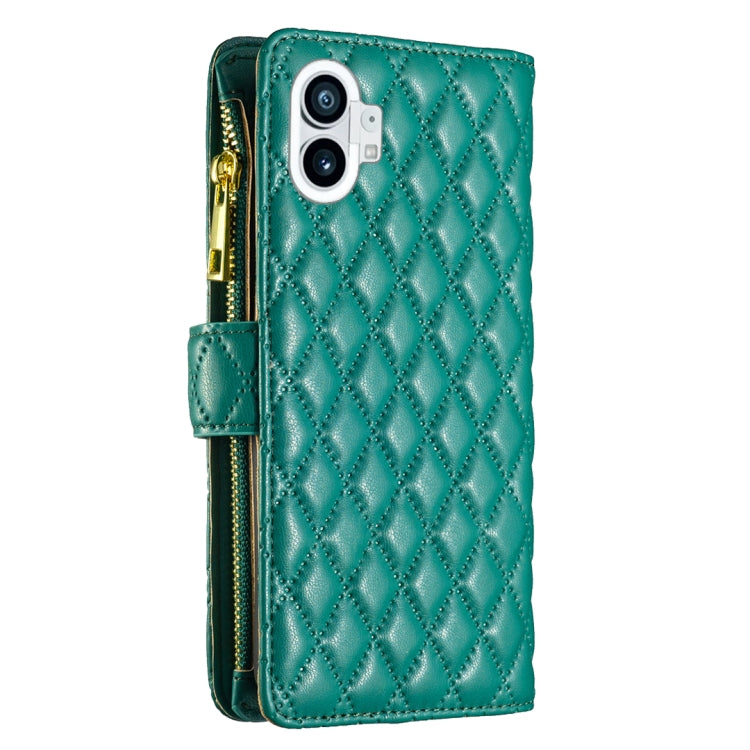 For Nothing Phone 1 Diamond Lattice Zipper Wallet Leather Flip Phone Case