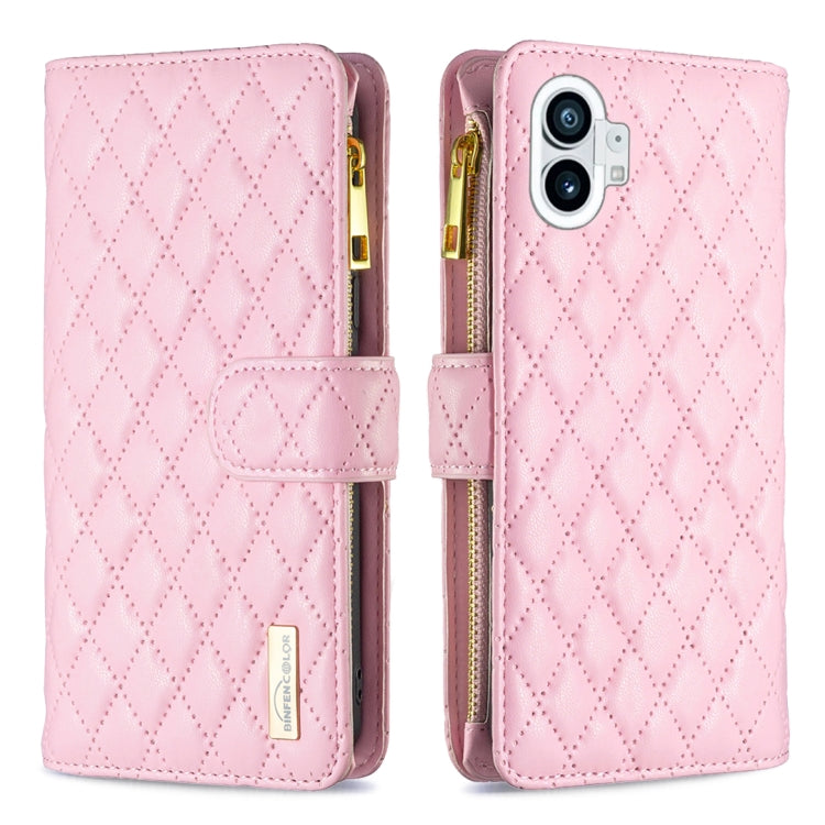 For Nothing Phone 1 Diamond Lattice Zipper Wallet Leather Flip Phone Case