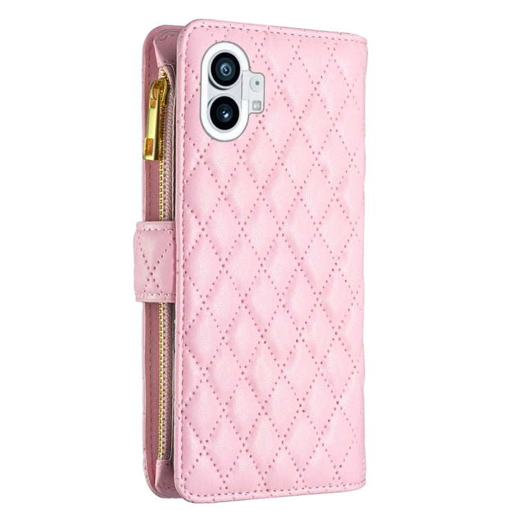 For Nothing Phone 1 Diamond Lattice Zipper Wallet Leather Flip Phone Case