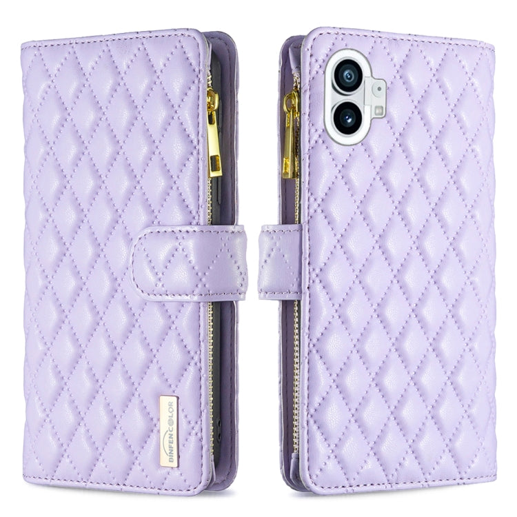 For Nothing Phone 1 Diamond Lattice Zipper Wallet Leather Flip Phone Case