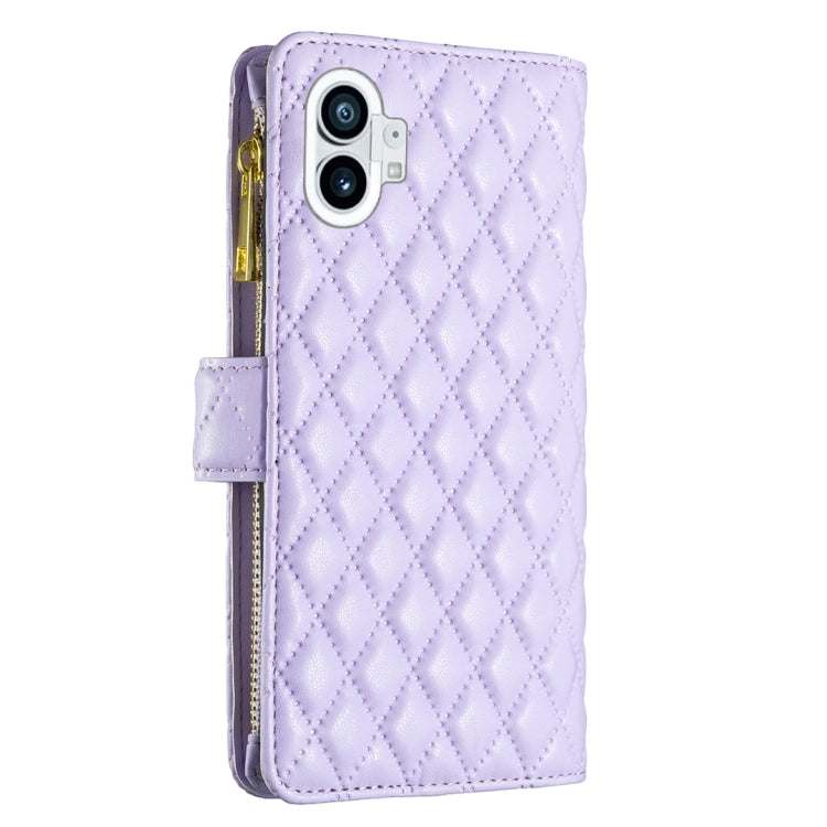 For Nothing Phone 1 Diamond Lattice Zipper Wallet Leather Flip Phone Case