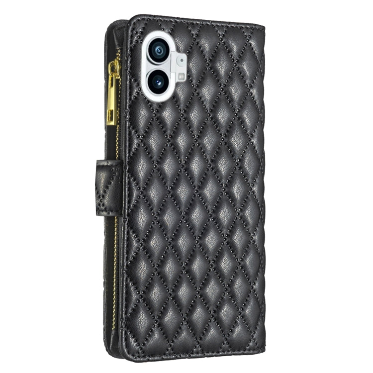 For Nothing Phone 1 Diamond Lattice Zipper Wallet Leather Flip Phone Case