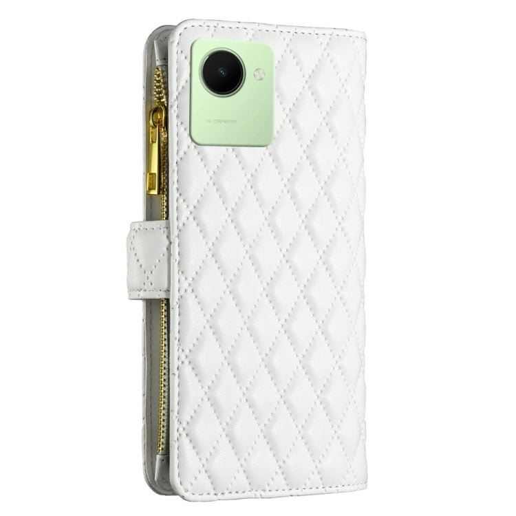 For Realme C30 Diamond Lattice Zipper Wallet Leather Flip Phone Case