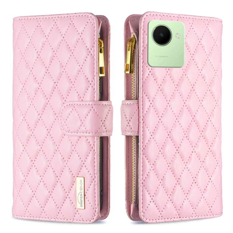 For Realme C30 Diamond Lattice Zipper Wallet Leather Flip Phone Case