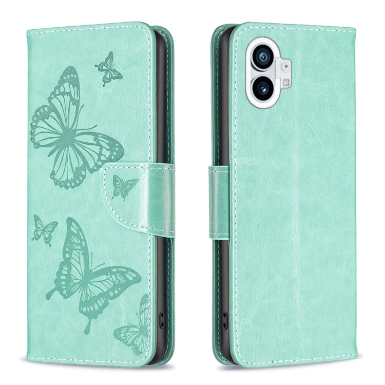 For Nothing Phone 1 Two Butterflies Embossing Leather Phone Case