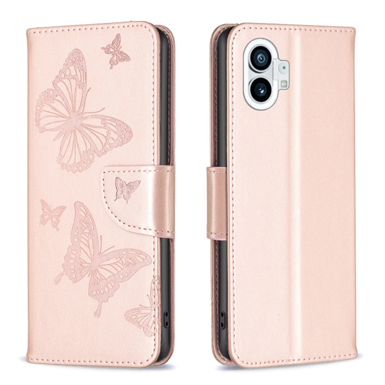 For Nothing Phone 1 Two Butterflies Embossing Leather Phone Case
