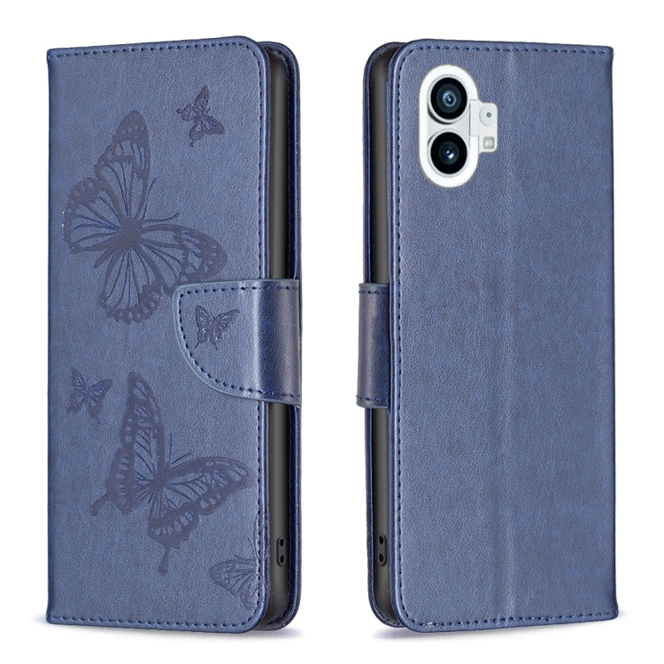 For Nothing Phone 1 Two Butterflies Embossing Leather Phone Case