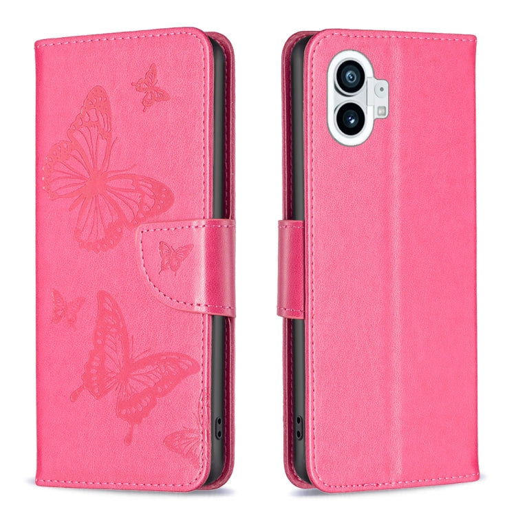 For Nothing Phone 1 Two Butterflies Embossing Leather Phone Case
