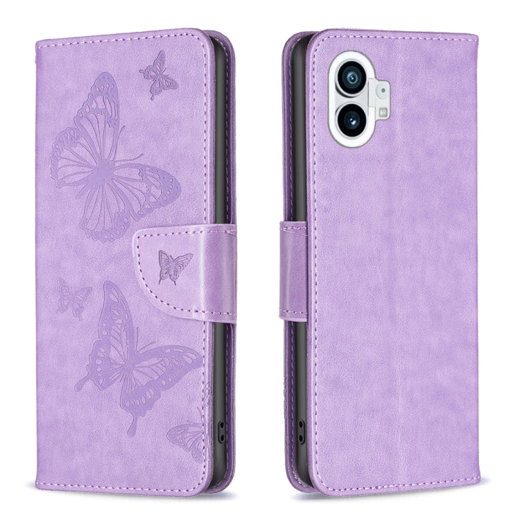 For Nothing Phone 1 Two Butterflies Embossing Leather Phone Case