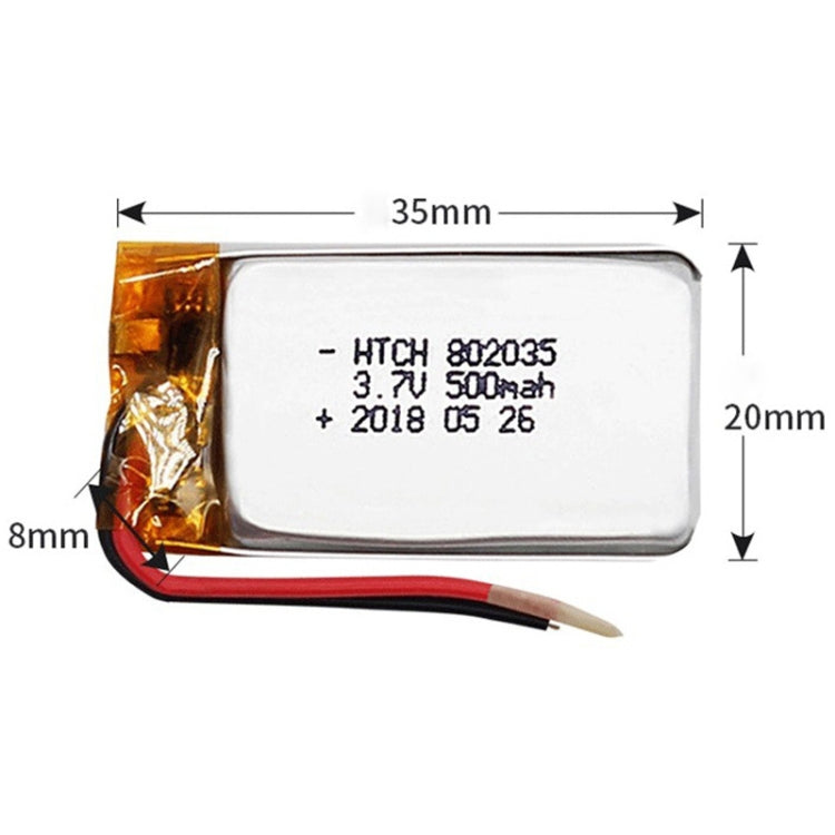 2pcs 802035 500mAh Li-Polymer Battery Replacement