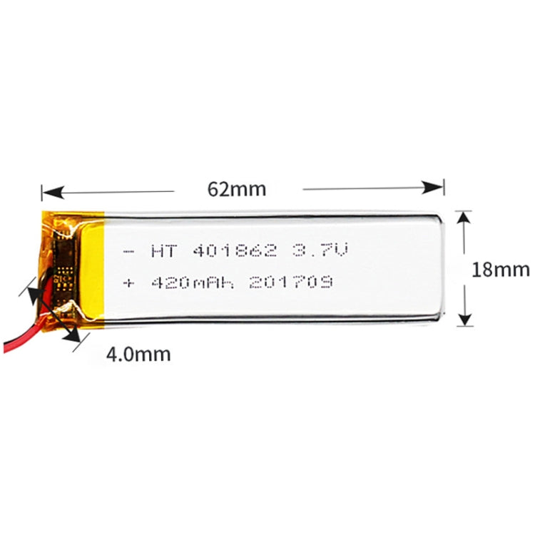 2pcs 401862 420mAh Li-Polymer Battery Replacement