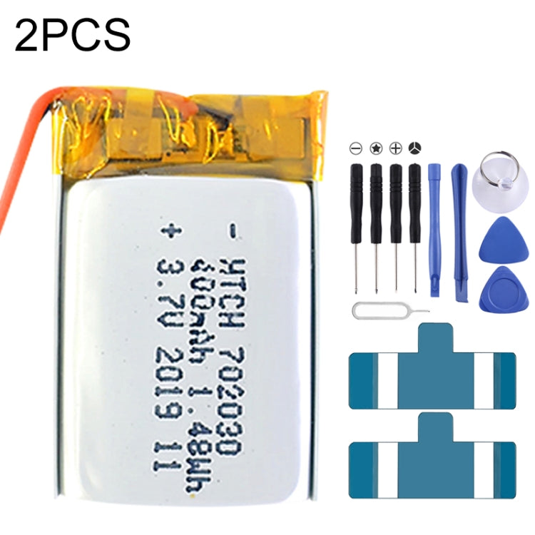 2pcs 702030 400mAh Li-Polymer Battery Replacement