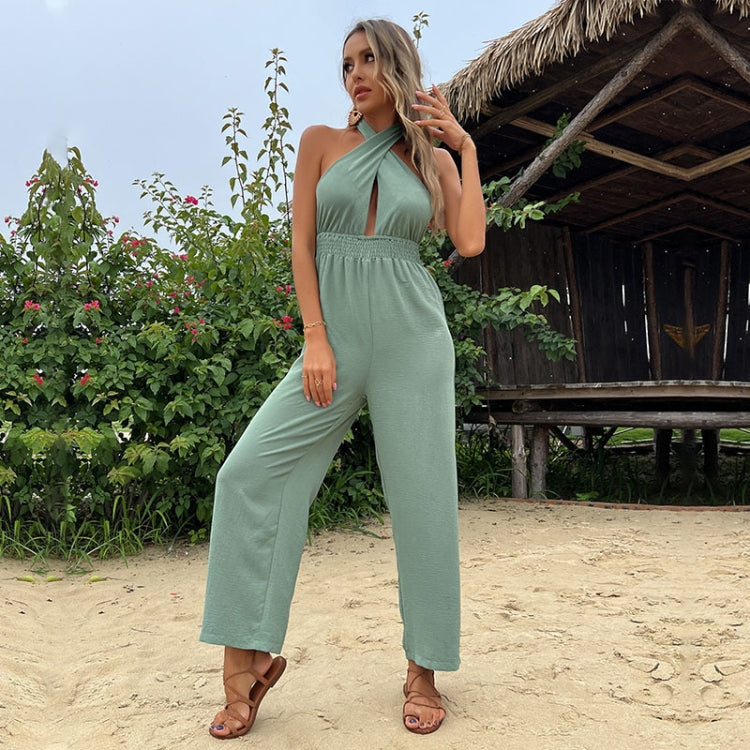 Sleeveless Straight-leg Pants Women Loose Jumpsuit, Size: