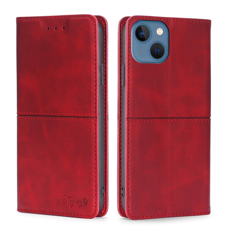 For iPhone 14 Cow Texture Magnetic Leather Phone Case