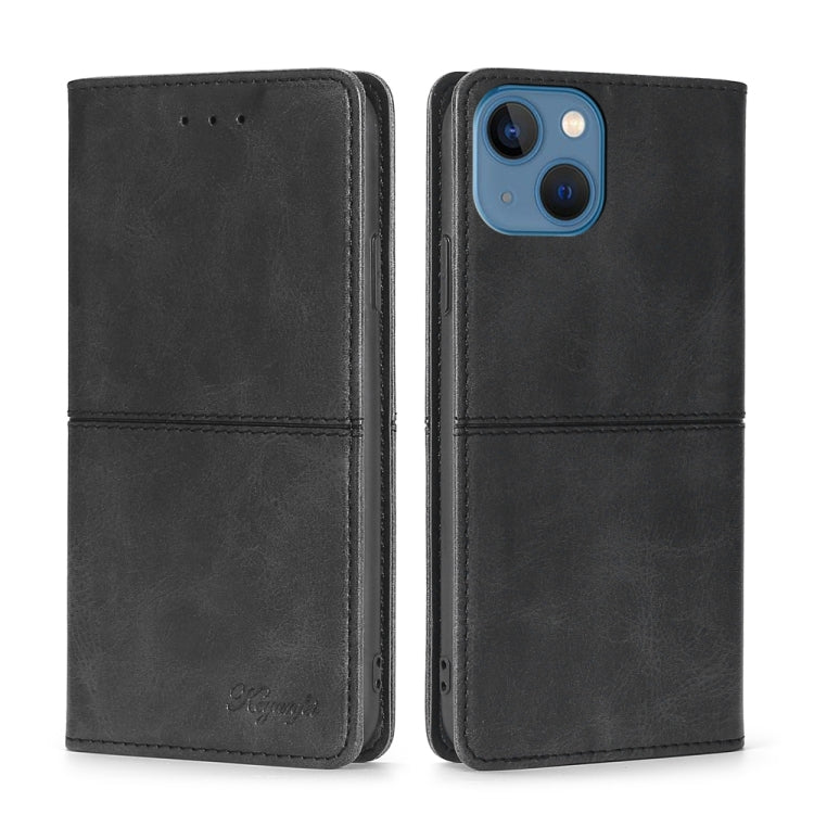 For iPhone 14 Plus Cow Texture Magnetic Leather Phone Case