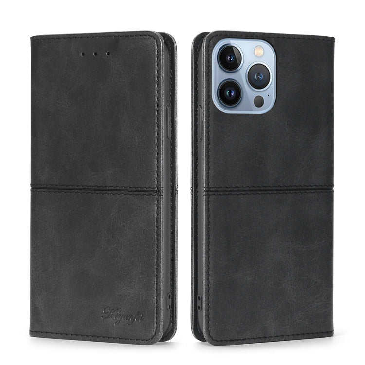 For iPhone 14 Pro Max Cow Texture Magnetic Leather Phone Case