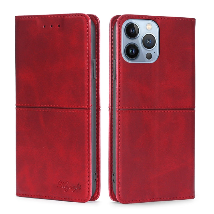 For iPhone 14 Pro Max Cow Texture Magnetic Leather Phone Case