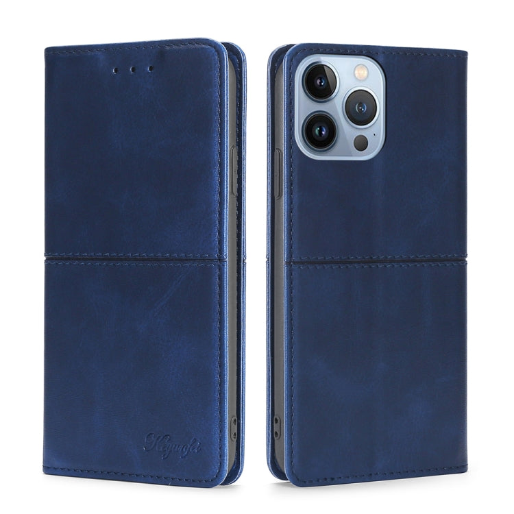 For iPhone 14 Pro Max Cow Texture Magnetic Leather Phone Case