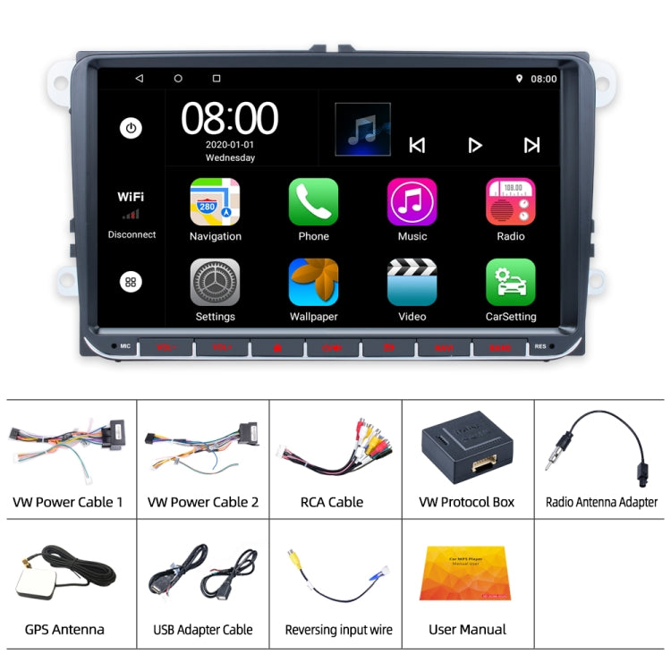 9 inch Android 11 WiFi GPS Car MP5 Player Support Phonelink / Bluetooth / FM Function, Style:without Reversing Camera