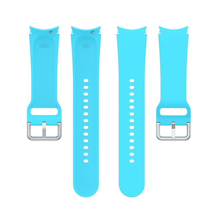 For Samsung Galaxy Watch 5 44mm Official Silicone Silver Round Buckle Watch Band