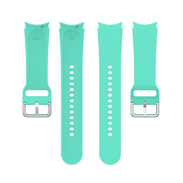 For Samsung Galaxy Watch 5 44mm Official Silicone Silver Round Buckle Watch Band