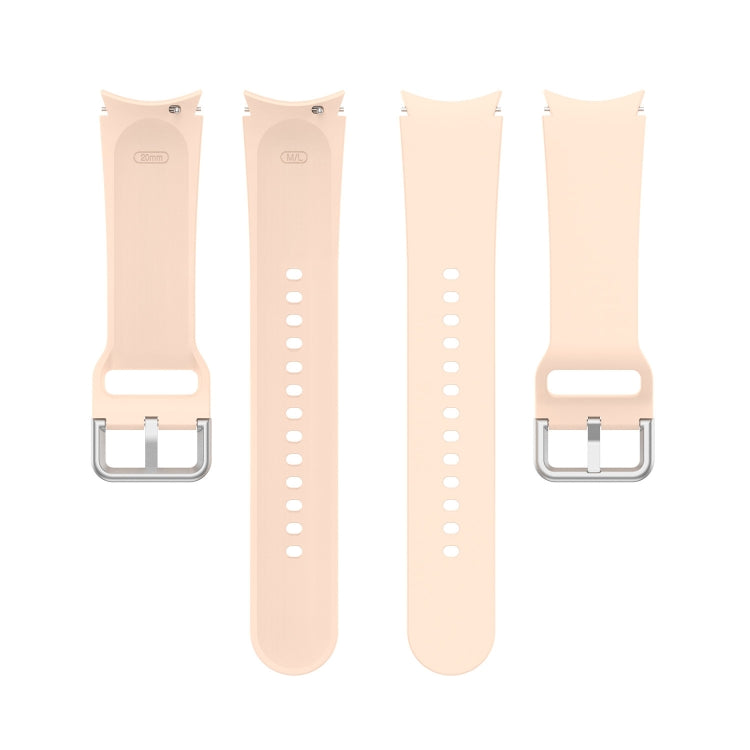 For Samsung Galaxy Watch 5 44mm Official Silicone Silver Round Buckle Watch Band