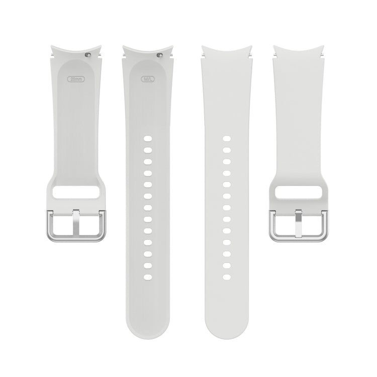 For Samsung Galaxy Watch 5 Pro 45mm Official Silicone Silver Round Buckle Watch Band