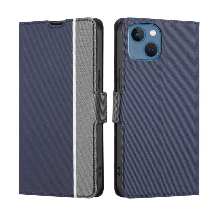 For iPhone 14 Plus Twill Texture Side Button Leather Phone Case