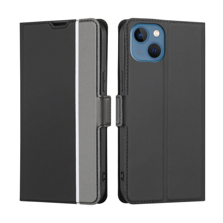 For iPhone 14 Plus Twill Texture Side Button Leather Phone Case