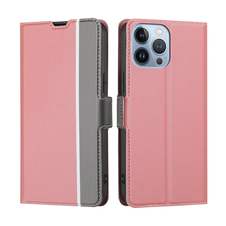 For iPhone 14 Pro Max Twill Texture Side Button Leather Phone Case