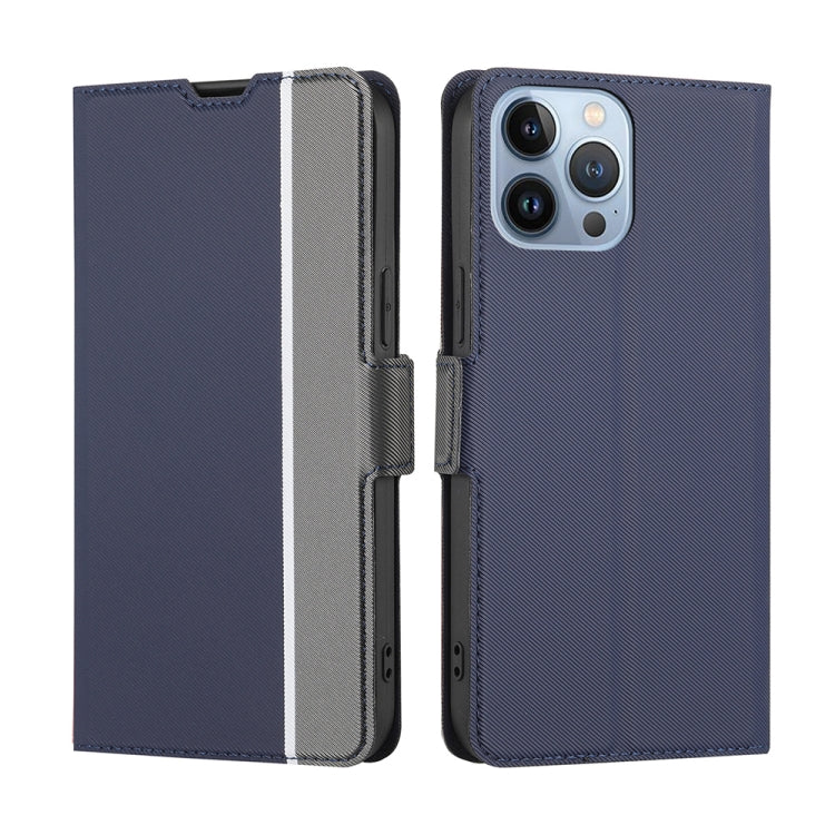 For iPhone 14 Pro Max Twill Texture Side Button Leather Phone Case