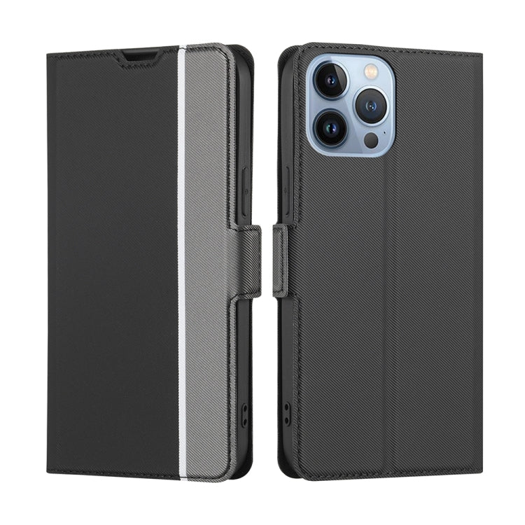 For iPhone 14 Pro Max Twill Texture Side Button Leather Phone Case