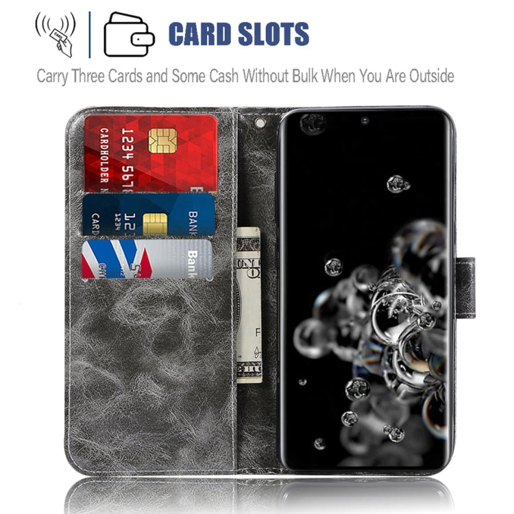 For Galaxy S20 Ultra Retro Copper Button Crazy Horse Horizontal Flip PU Leather Case with Holder & Card Slots & Wallet & Lanyard