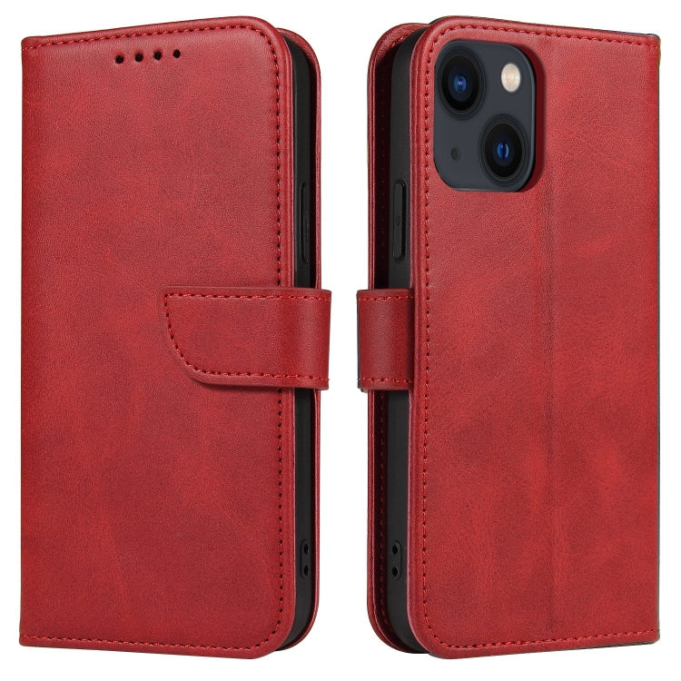 For iPhone 14 Plus Calf Texture Buckle Flip Leather Phone Case