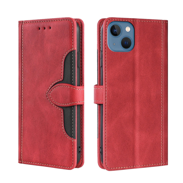 For iPhone 14 Plus Skin Feel Magnetic Buckle Leather Phone Case