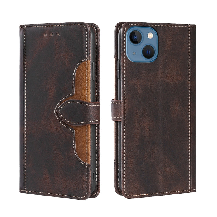 For iPhone 14 Plus Skin Feel Magnetic Buckle Leather Phone Case