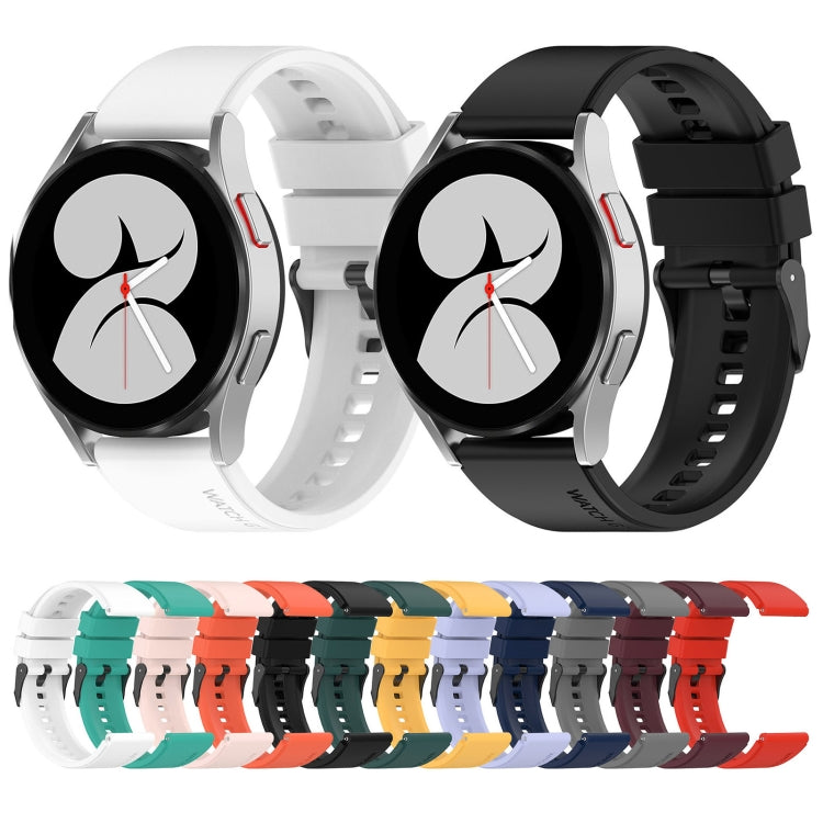 For Samsung Galaxy Watch 5 44mm 20mm Black Buckle Step Silicone Watch Band